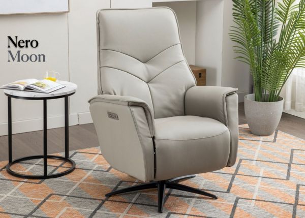 Nero Leather Moon Electric Swivel Chair by Annaghmore Front