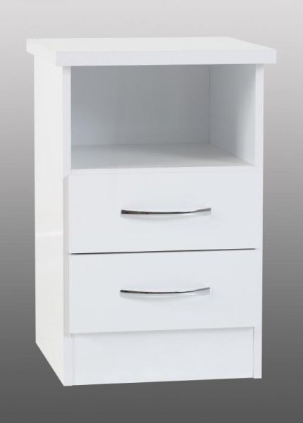 Nevada White Gloss 2-Drawer Bedside by Wholesale Beds & Furniture