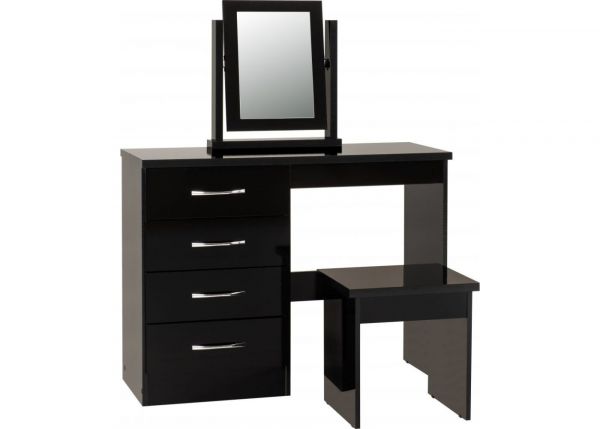 Nevada Black Gloss Dressing Table Set by Wholesale Beds Angle