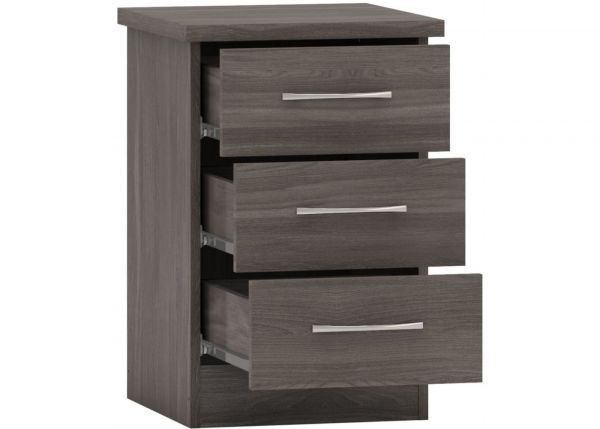 Nevada Black Wood Grain 3 Piece Bedroom Furniture Set inc. 3-Drawer Chest by Wholesale Beds & Furniture