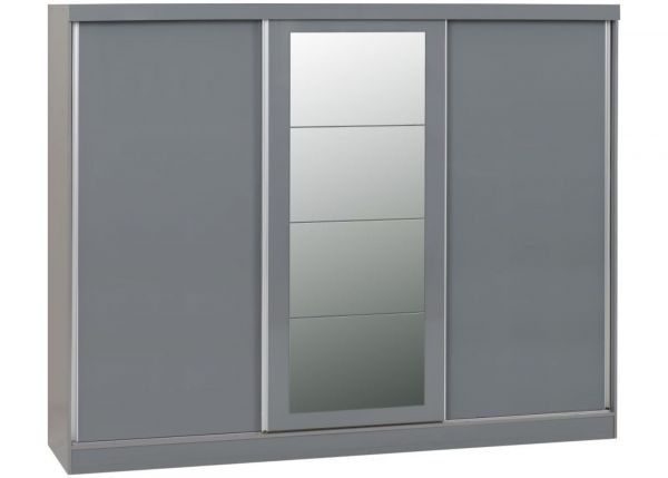 Nevada Grey Gloss 3-Door Sliding Wardrobe by Wholesale Beds & Furniture