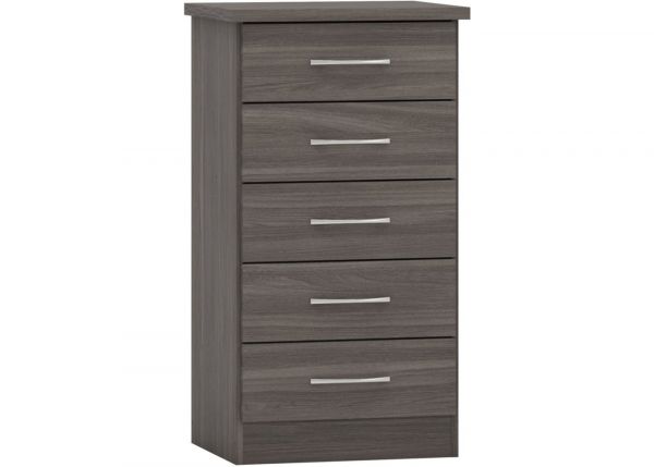  Nevada Black Wood Grain 5-Drawer Narrow Chest by Wholesale Beds & Furniture