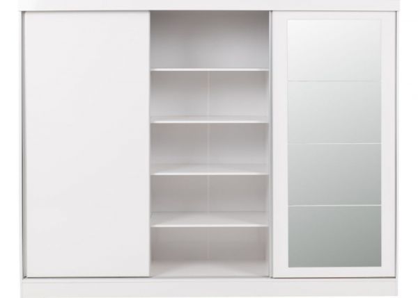 Nevada White Gloss 3-Door Sliding Wardrobe by Wholesale Beds & Furniture Middle Open