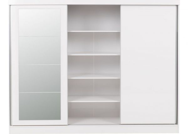 Nevada White Gloss 3-Door Sliding Wardrobe by Wholesale Beds & Furniture Middle Open