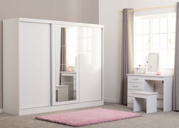 Nevada White Gloss 3-Door Sliding Wardrobe by Wholesale Beds & Furniture Room Image