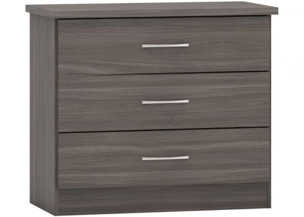 Nevada Black Wood Grain 3-Drawer Chest by Wholesale Beds & Furniture