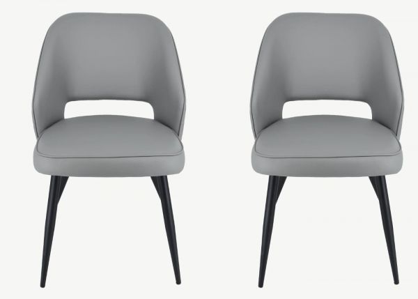 Pair of Sutton Light Grey PU Dining Chairs by Balmoral