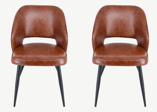 Pair of Sutton Two Tone Brown PU Dining Chairs by Balmoral