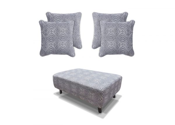 Poppy Footstool and 4 Cushions Set in Grey by Sofahouse
