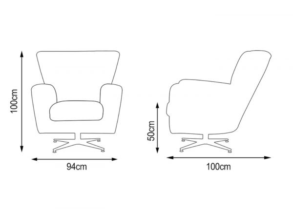 Poppy Ochre Swivel Chair by Sofahouse Dimensions