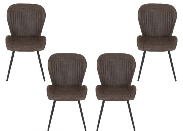 Set of 4 Quebec Brown Faux Leather Dining Chairs by Wholesale Beds & Furniture