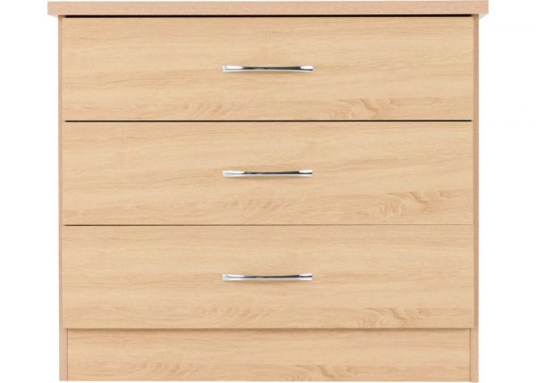 Nevada Sonoma Oak Effect 3-Drawer Chest by Wholesale Beds & Furniture