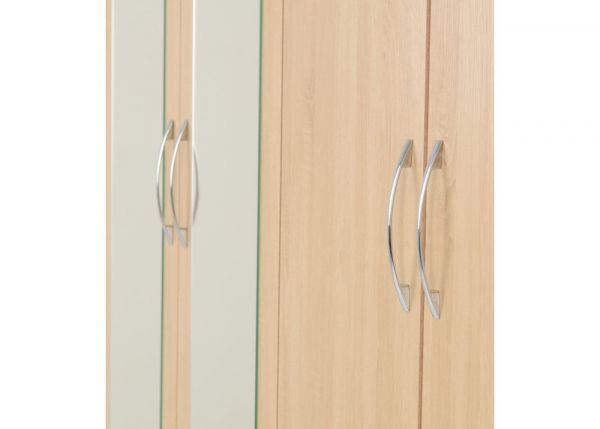 Nevada Sonoma Oak Effect 4-Door 2-Drawer Mirrored Wardrobe by Wholesale Beds & Furniture
