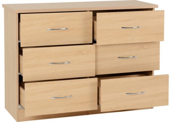 Nevada Sonoma Oak Effect 6-Drawer Chest by Wholesale Beds & Furniture