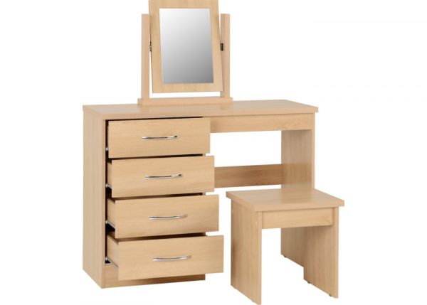 Nevada Sonoma Oak Effect 4-Drawer Dressing Table Set by Wholesale Beds & Furniture