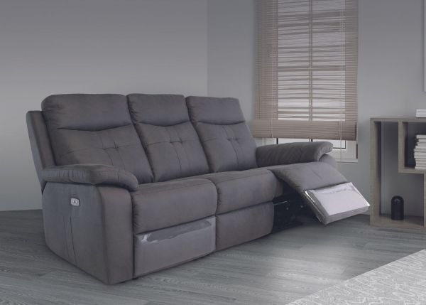 Solero Grey Fabric Full Electric Reclining Sofa Range 