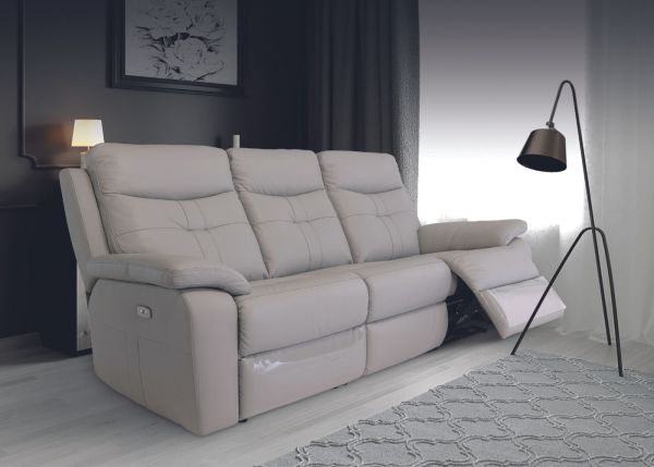 Solero Light Grey Full Electric Reclining Sofa Range 