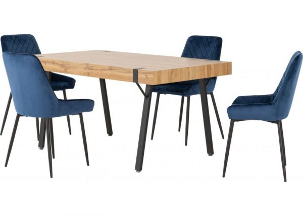 Treviso Dining Set with 4 Blue Avery Chairs by Wholesale Beds
