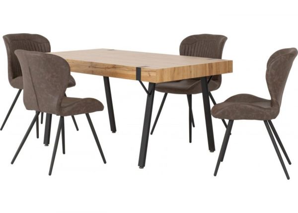 Treviso Dining Table + 4 Brown Quebec Chairs by Wholesale Beds
