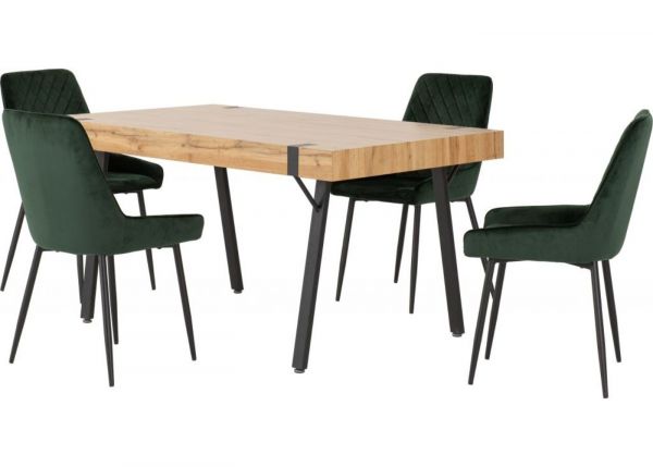 Treviso Dining Set with 4 Green Avery Chairs by Wholesale Beds
