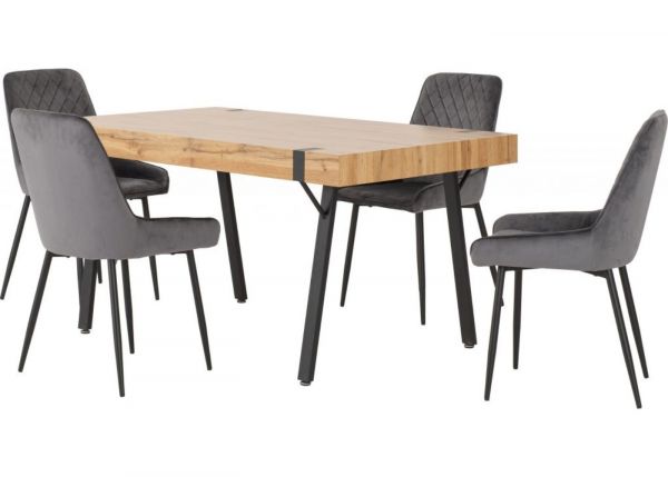 Treviso Dining Table + 4 Grey Avery Chairs by Wholesale Beds