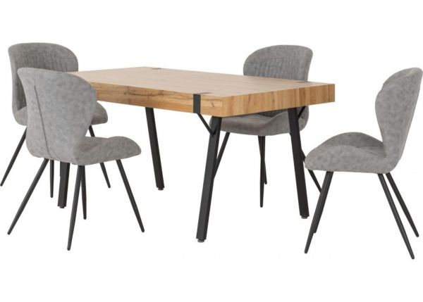 Treviso Dining Table + 4 Quebec Chairs Range by Wholesale Beds Grey Chairs