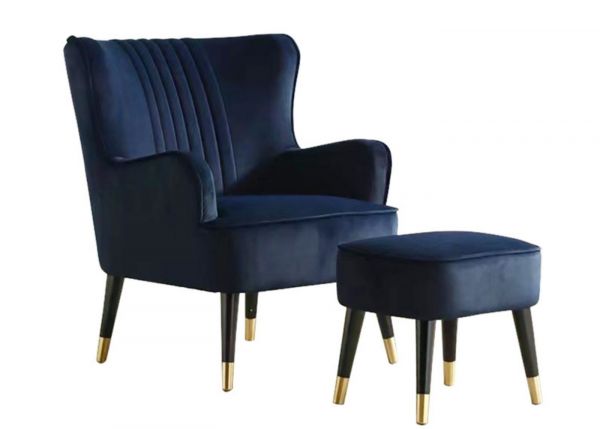 Jude Navy Accent Chair & Footstool by Vida Living