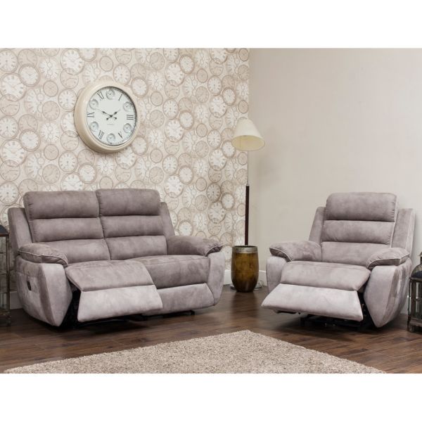 Urban Electric Reclining Sofa Range in Brown/ Grey by Sofahouse