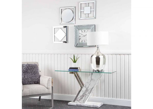 Lusso White Marble-Effect Console Table by CIMC Room Image