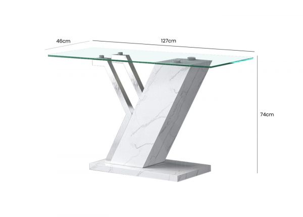 Lusso White Marble-Effect Console Table by CIMC Dimensions
