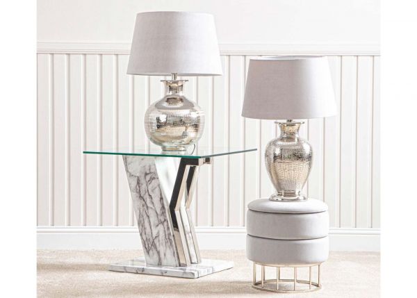 Lusso White Marble-Effect End Table by CIMC Room Side