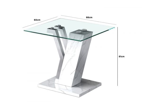 Lusso White Marble-Effect End Table by CIMC Dimensions