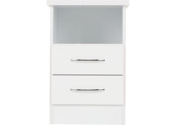 Nevada White Gloss 2-Drawer Bedside by Wholesale Beds & Furniture