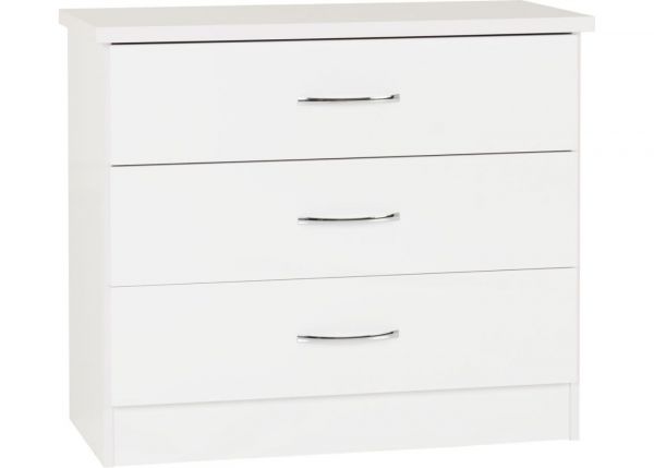 Nevada White Gloss 3-Drawer Chest by Wholesale Beds & Furniture