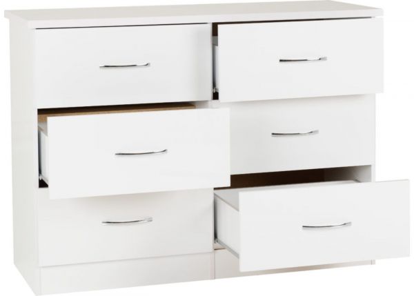 Nevada White Gloss 6-Drawer Chest by Wholesale Beds & Furniture